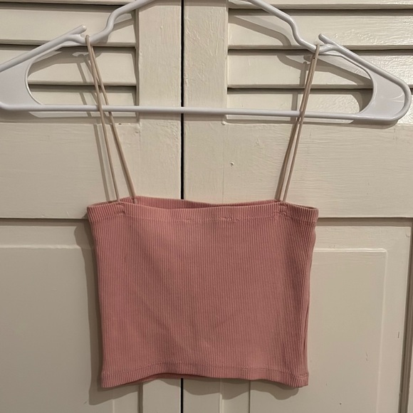 Zara Tops - Elegant Pink Ribbed Women's Top
